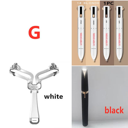 3-in-1 Foldable Adjustable Eyebrow Stencil Set with LED light for perfect brows