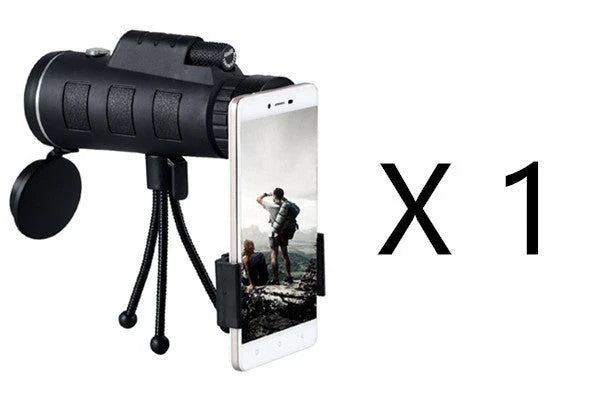 40x60 monocular telescope with compass and phone clip, compact and lightweight for outdoor use