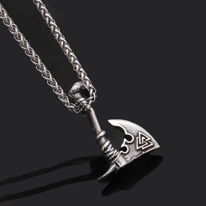 Men's stainless steel axe pendant necklace with titanium steel orchid chain