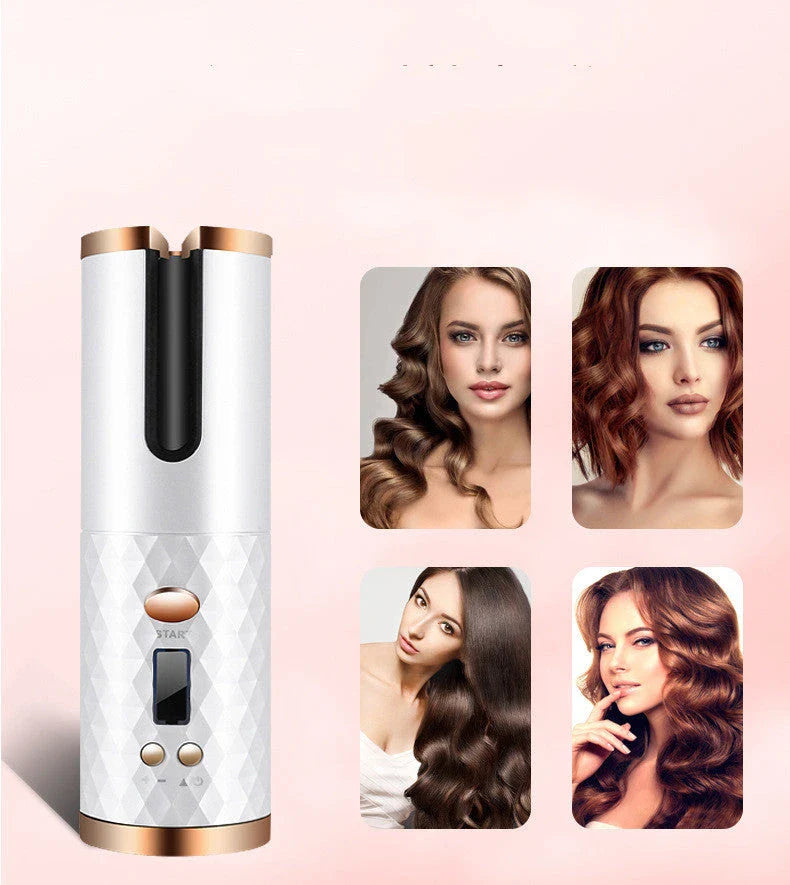 Cordless auto curler with tourmaline ceramic barrel, multi-directional curl action, and up to 60 minutes of runtime for salon-worthy curls anywhere