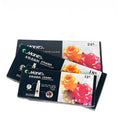 Boxed set of gouache paint tubes in 12, 18, or 24 colours for water-based painting.