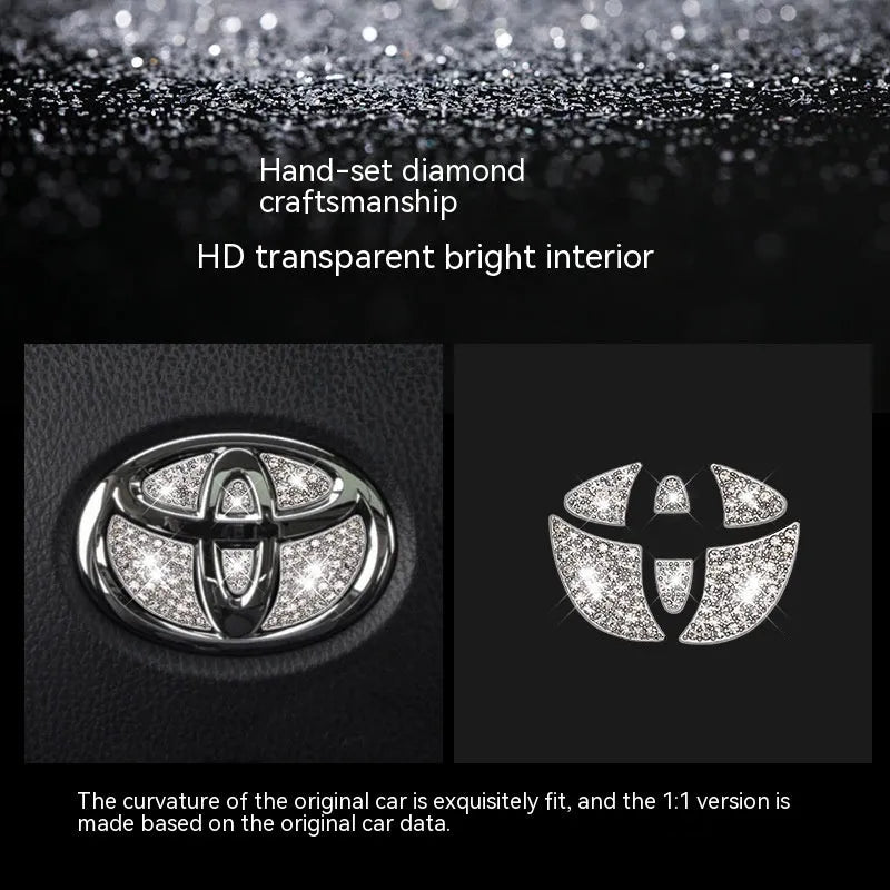 Zinc alloy diamond decorative sticker for Toyota car steering wheel with metallic finish
