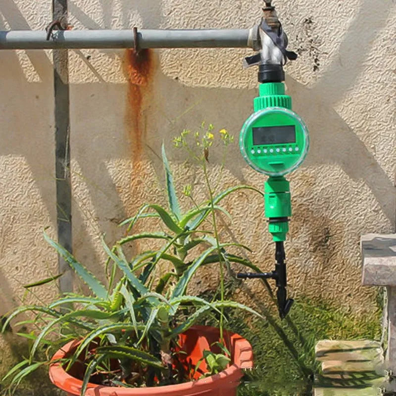 Green automatic watering timer for drip irrigation systems with programmable controls