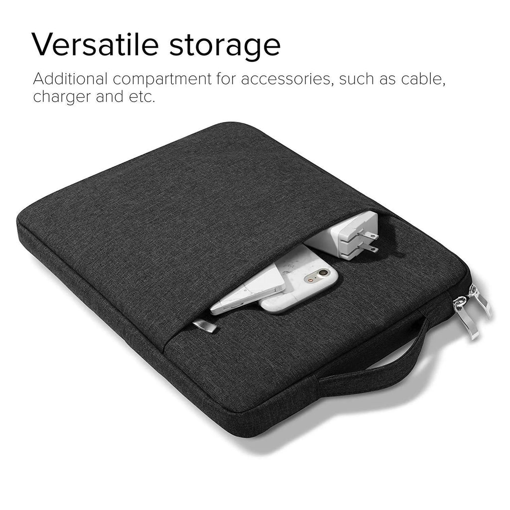Canvas handbag style protective case for a Pro 12.9 tablet in grey colour.