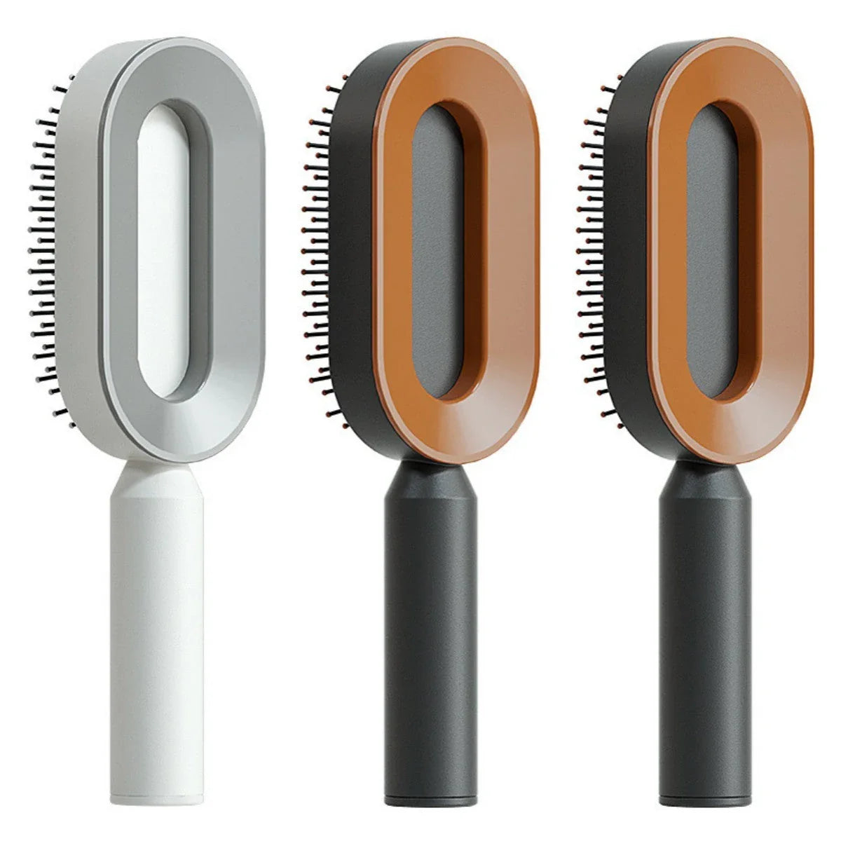 3D Air Cushion Hair Brush in elegant white, showcasing wide comb teeth and ergonomic handle