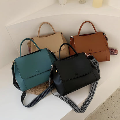 Atmospheric fashion handbag in beige PU fabric, 25cm height with structured design and colour options