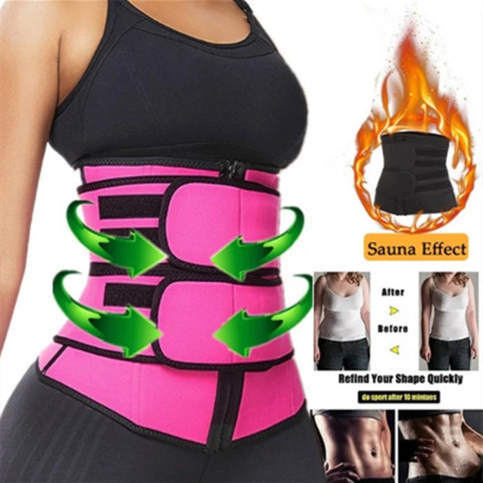 Neoprene Sports Slimming Waist Belt in black, red, blue, and purple for workout support