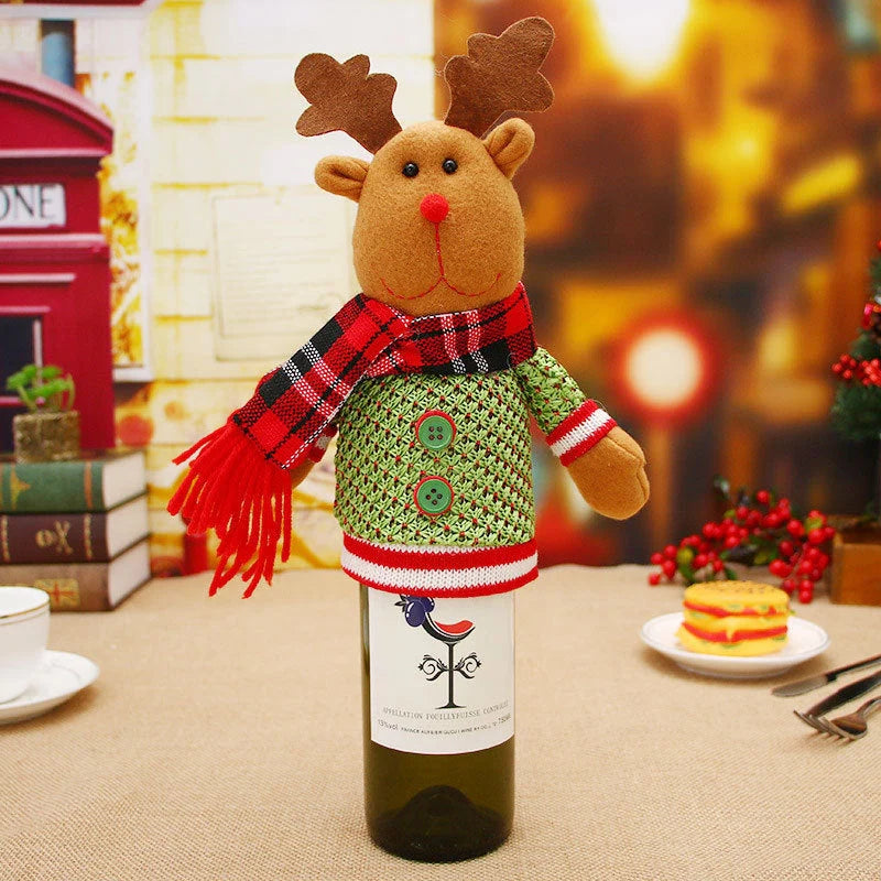 Festive Christmas wine bottle socks in vibrant holiday designs
