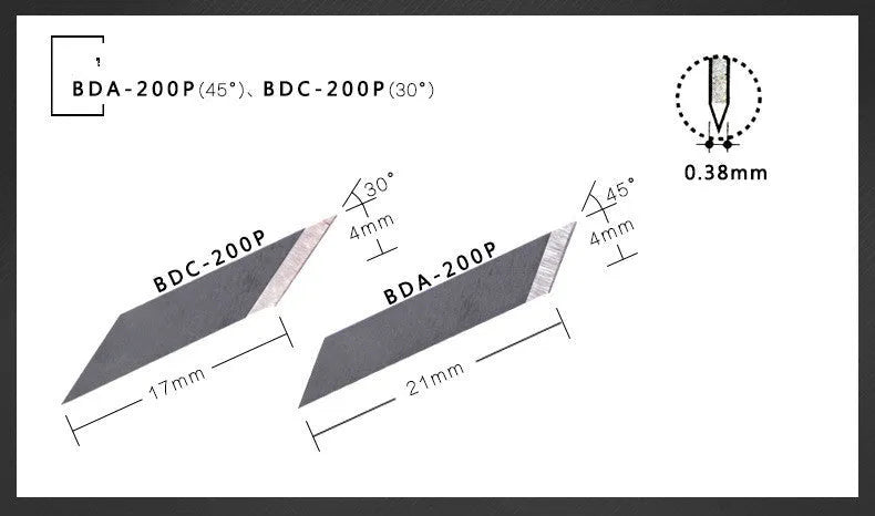 Two packs of NT Cutter replacement surgical blades: BDC-200P 30 degree and BDA-200P 45 degree, 40 pieces each.