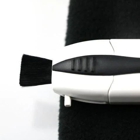 Compact eyewear cleaning brush for glasses and sunglasses, available in multiple colours