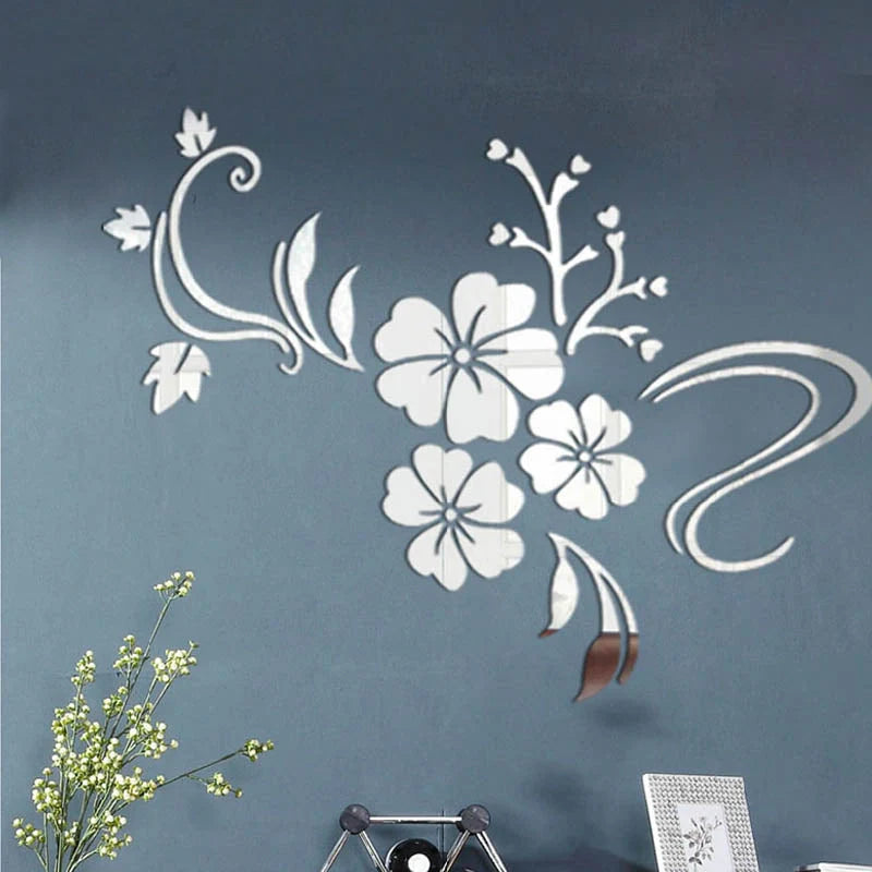 3D acrylic wall stickers with geometric patterns for living room decor