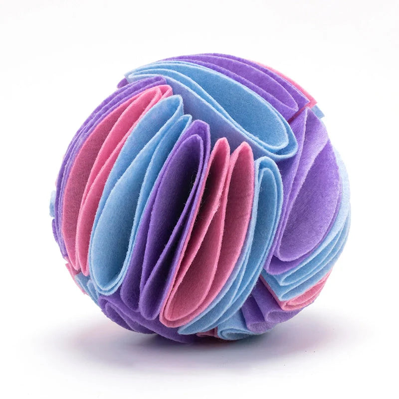 Foldable Dog Snuffle Ball in various colors for pet training and feeding