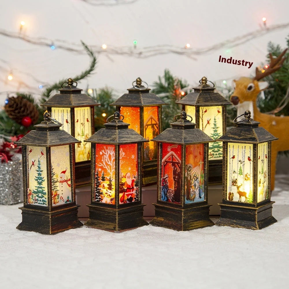 Christmas Santa Claus LED night light battery-powered hanging lantern for festive decoration