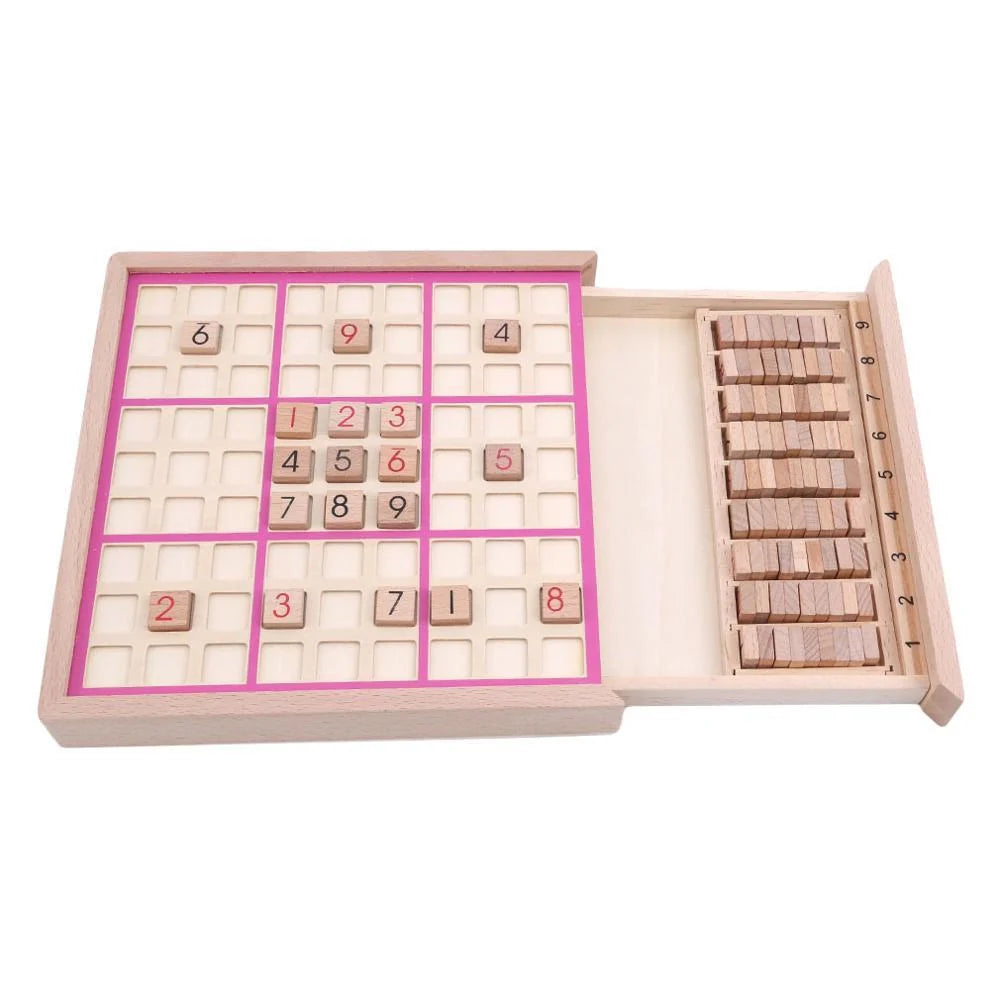 Children's beech wood Sudoku chess folding game table for educational play