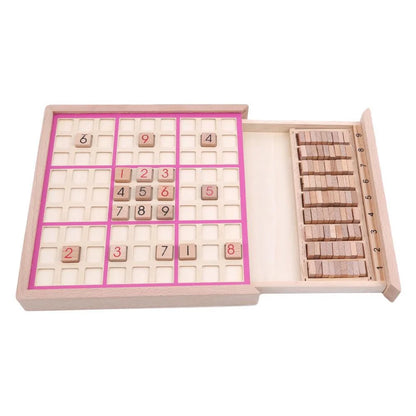 Children's beech wood Sudoku chess folding game table for educational play