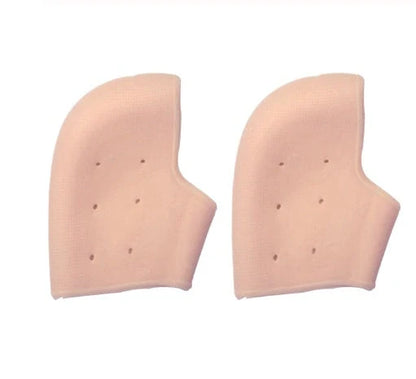 Perforated silicone heel protector in white, showing medical-grade material and breathable design