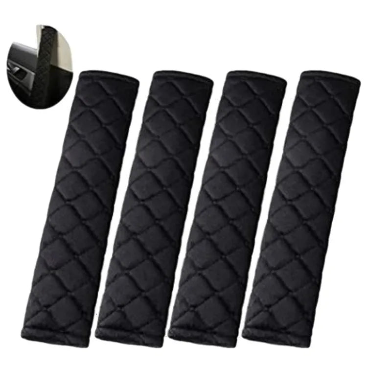 Car interior black cotton shoulder pad for children's seat belt, 26.5 x 6cm, two pads per pack