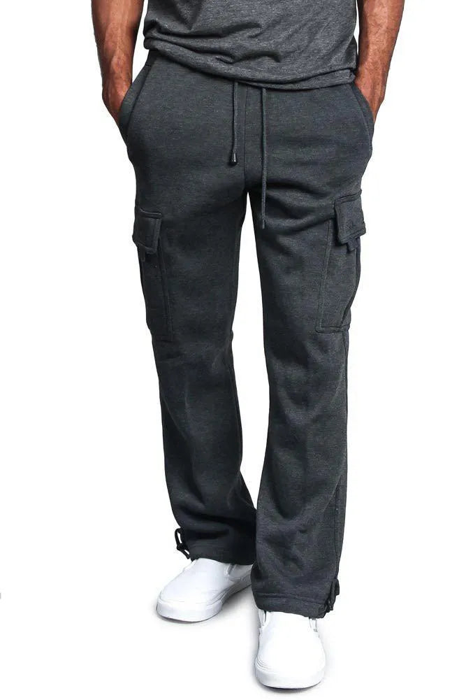 Casual Multi-pocket Loose Straight-leg Overalls for Men and Women, Polyester Broadcloth Midweight Fabric, Available in White, Black, Dark Gray, Light Gray, Army Green, Red, Sizes M to 4XL, Drawstring Closure, Spring Autumn Wear