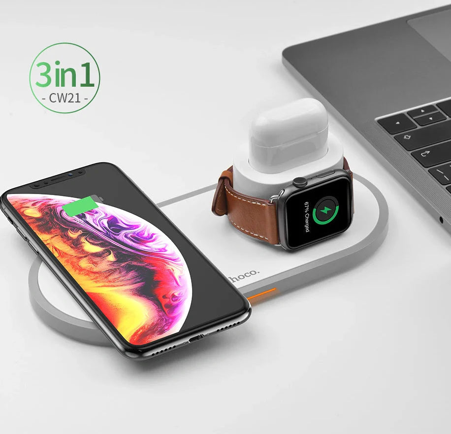 CW20 white wireless mobile phone charger with 10cm diameter and USB connection