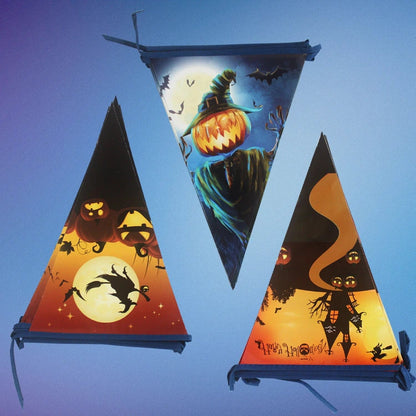 Halloween paper banner with ghost, pumpkin, and witch designs, 2.5 metres long