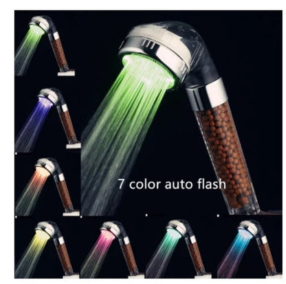 Colour-changing LED shower head with temperature sensor and high-pressure design