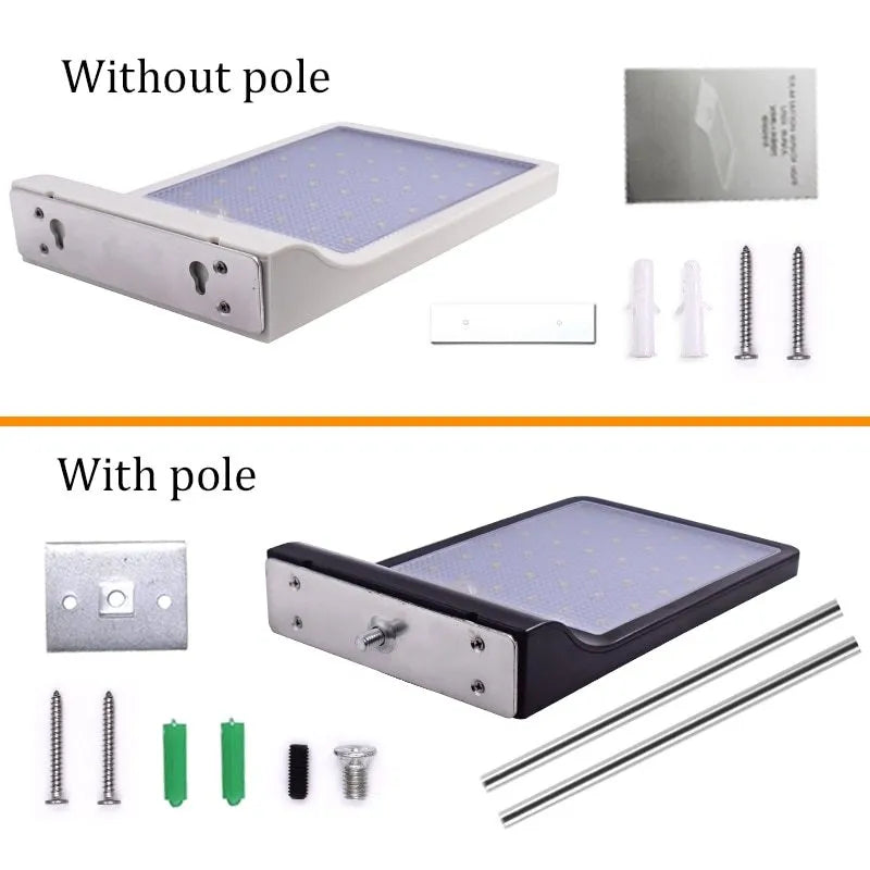 36LED solar outdoor garden light in black with ABS and PP construction, rechargeable battery