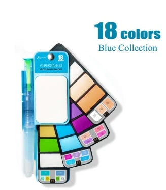 Vibrant watercolour paint set with folding travel palette, water brush pen, and 42 rich, blendable pigments for Kiwi artists