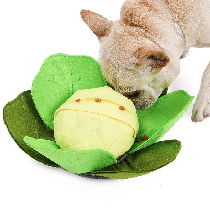 Green felt cloth cabbage sniffing toy for dogs, 32*32cm
