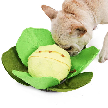Green felt cloth cabbage sniffing toy for dogs, 32*32cm