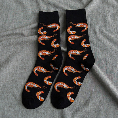 Women's cotton tube socks with cartoon animal designs in various colors