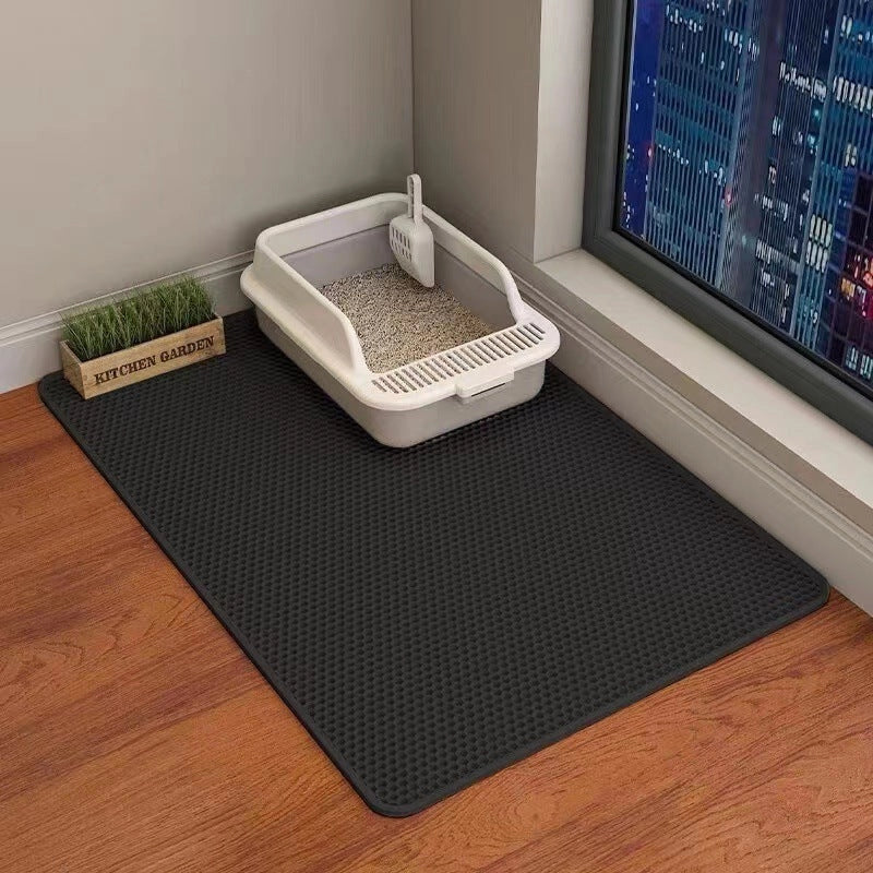 Double layer cat litter mat in various colours and sizes, designed to reduce litter tracking