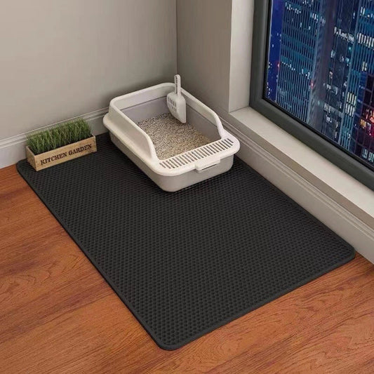 Double layer cat litter mat in various colours and sizes, designed to reduce litter tracking
