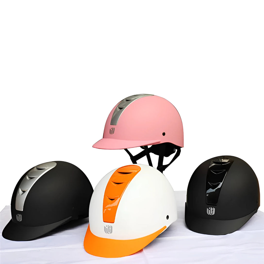 Super light equestrian helmet in bright black with ABS shell and EPS lining for summer horse riding