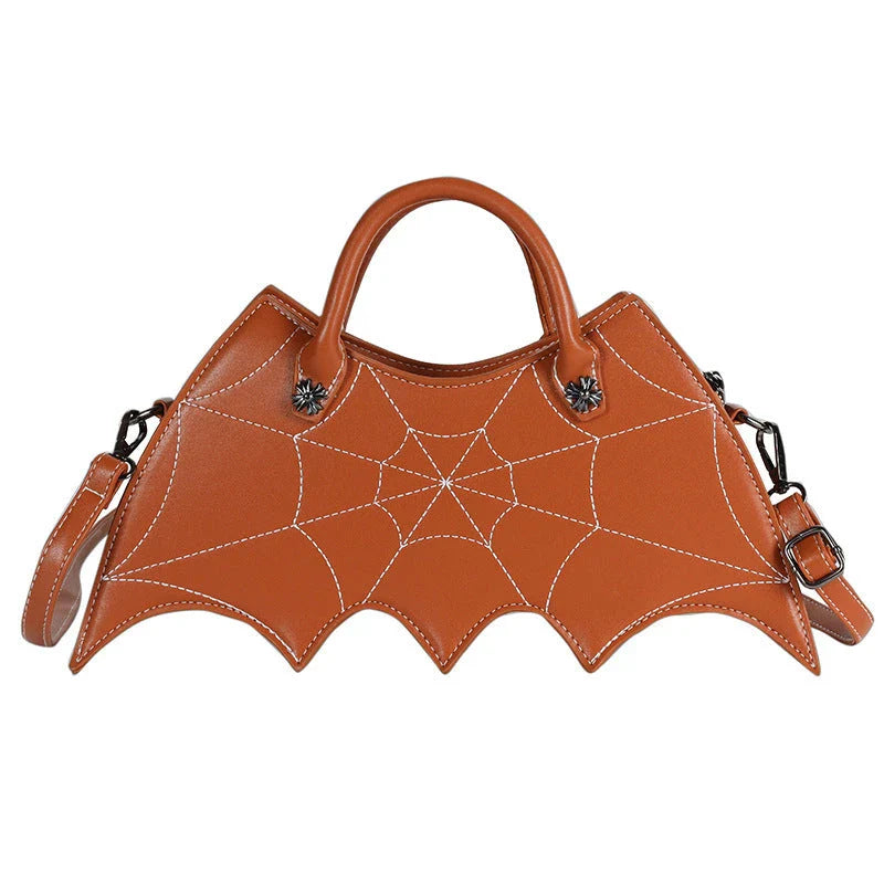 A stylish PU leather shoulder bag with a unique spider web and Batgirl-inspired design, available in a variety of vibrant colors.