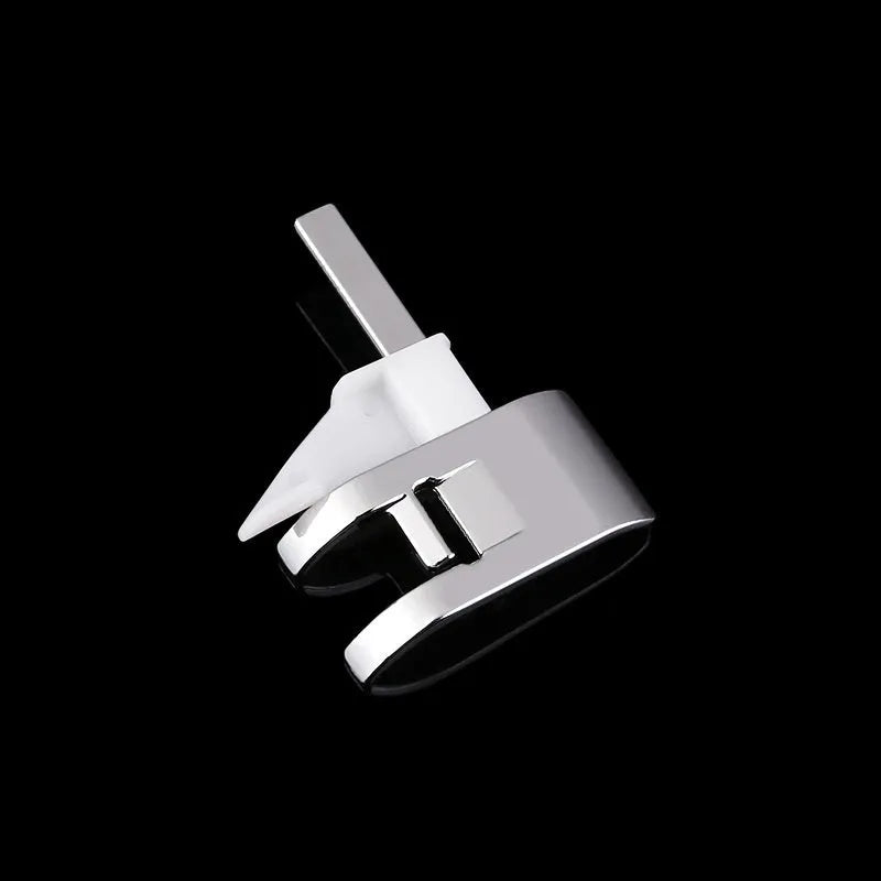 Regular presser foot for household sewing machine with adjustable border guide and red alignment markings