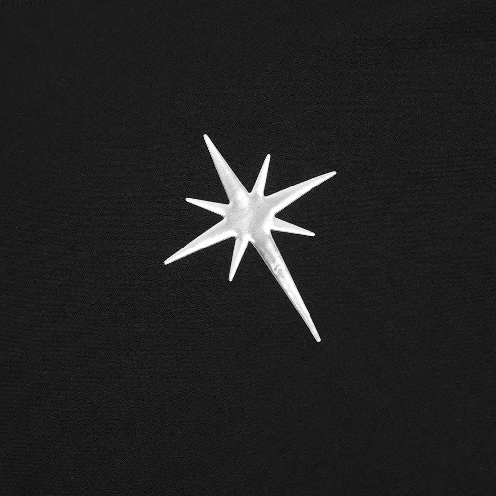 Men's Short Sleeve T-Shirt with Cross Star Pattern Cotton Leisure Top Available in White and Black Sizes S M L XL