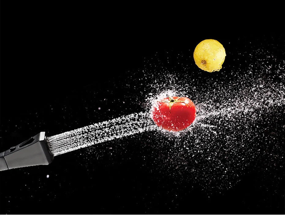 Stretchable sink faucet with double outlet mode in black and oatmeal options