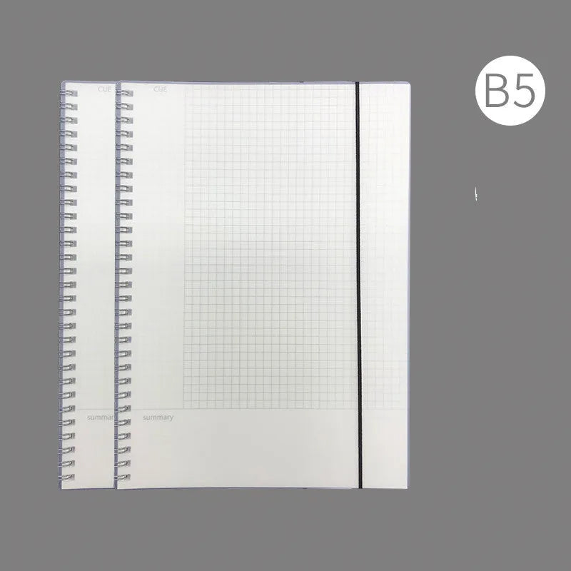 A4 hard surface accounting notebook with PP cover showing grid, line, and lattice ruling options