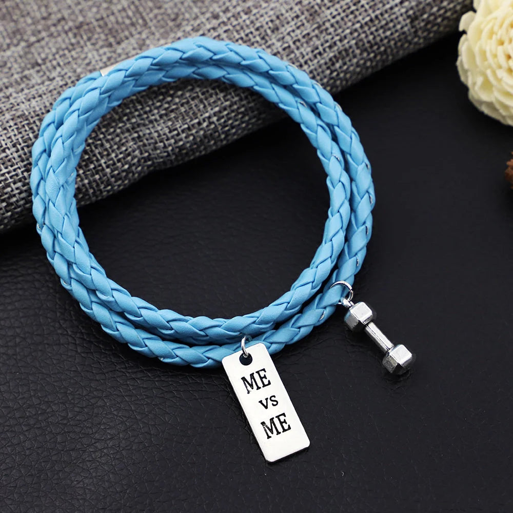 PU Rope Bracelet with 3-lap woven design in blue