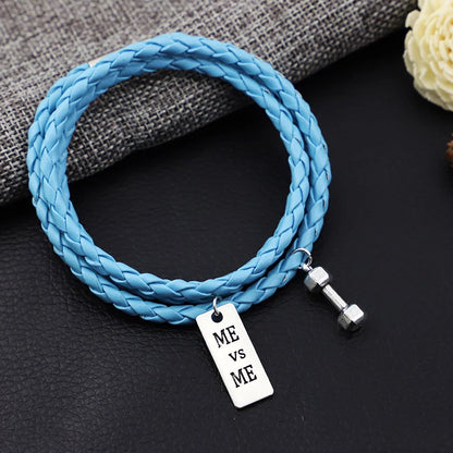 PU Rope Bracelet with 3-lap woven design in blue