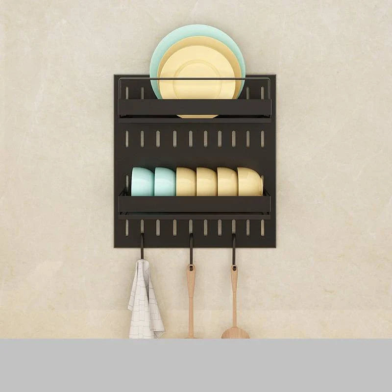 Stainless steel kitchen wall storage rack with hole plate for customisable organisation