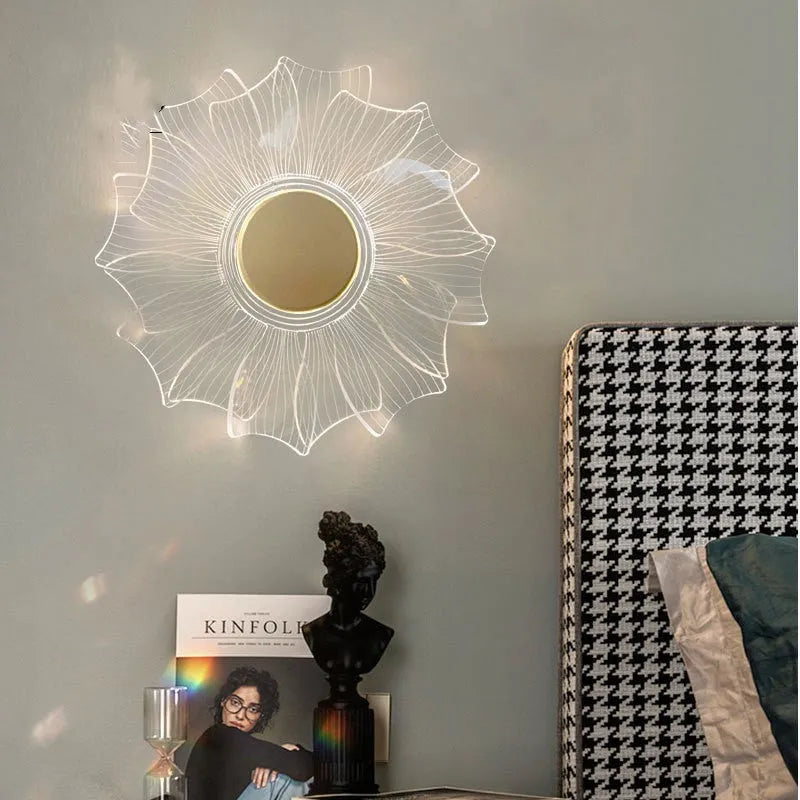 Petal acrylic LED wall lamp with trichromatic dimming, windmill colour, 175x175 mm, for modern home decor