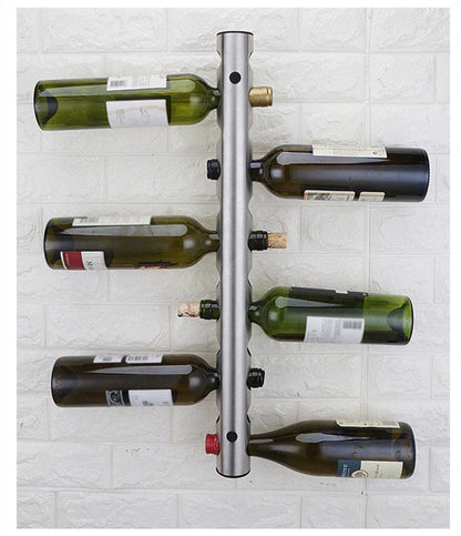 Stainless steel wall-mounted wine rack with 8 or 12 hole options for elegant wine storage