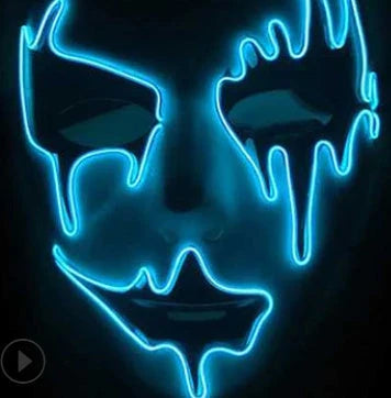Halloween Skeleton Mask with customizable EL-Wire glow in multiple colors