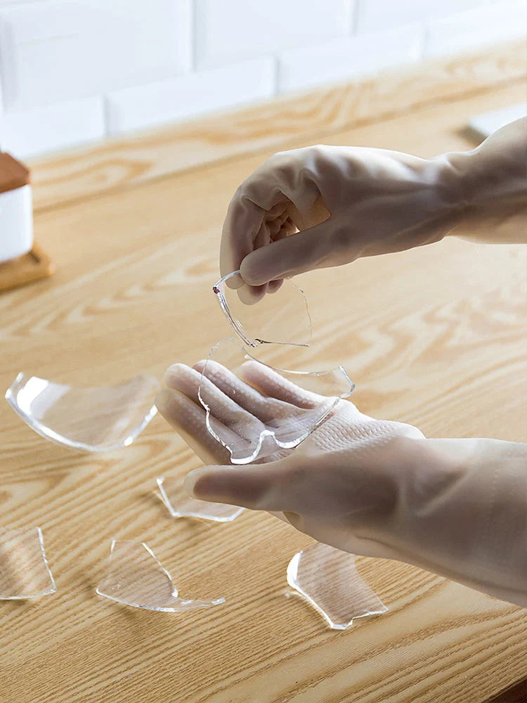 Long nitrile rubber gloves for dishwashing, resistant to acids and alkalis