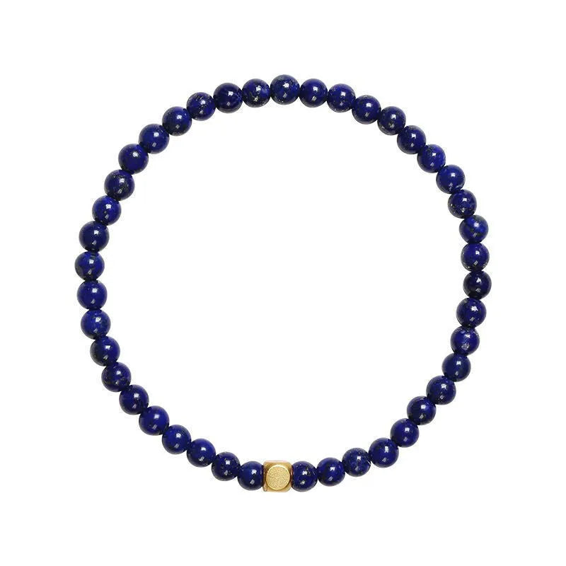 Natural crystal green and gold stone geometric bracelet with 16mm bead and electroplated finish.