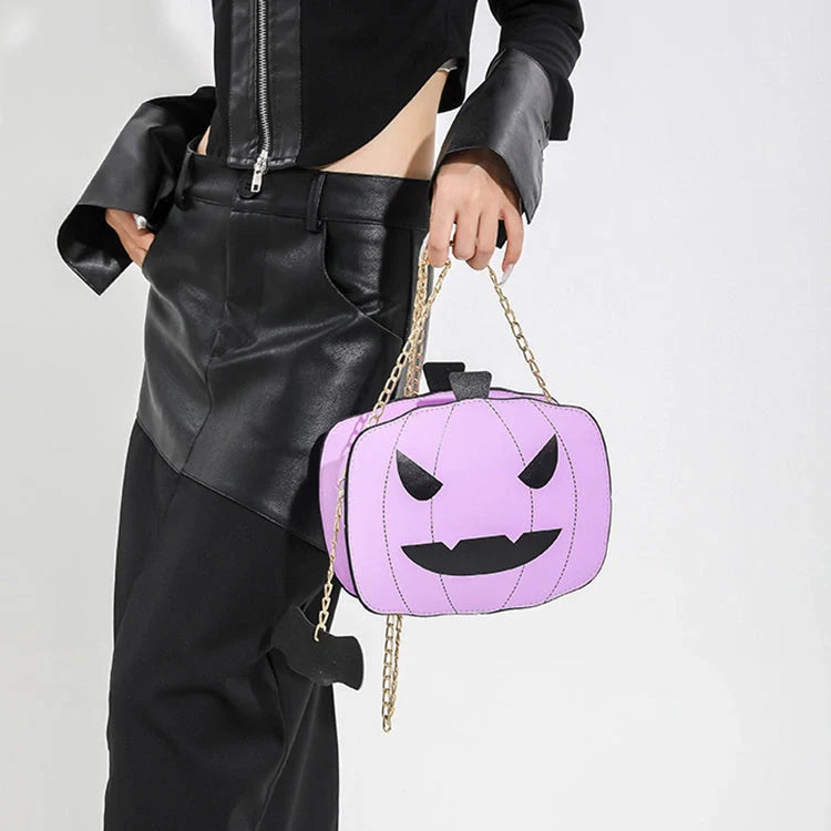 Halloween Cartoon Pumpkin Shoulder Bag in various colours with chain strap