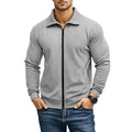 Men's solid colour casual jacket with a textured waffle turn-down collar, shown in multiple colour options.