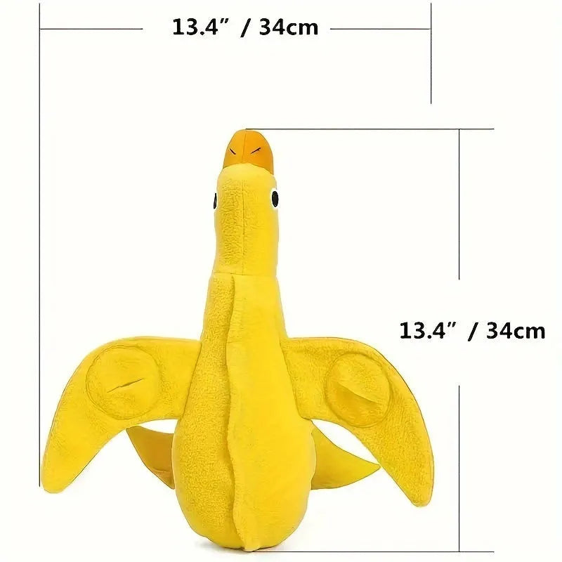 Yellow teddy dog toy with duck doll attachment for training with sounds and food leaks