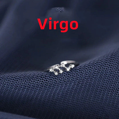 Silver Zodiac Sign Ring with detailed astrology symbols, electroplated for durability